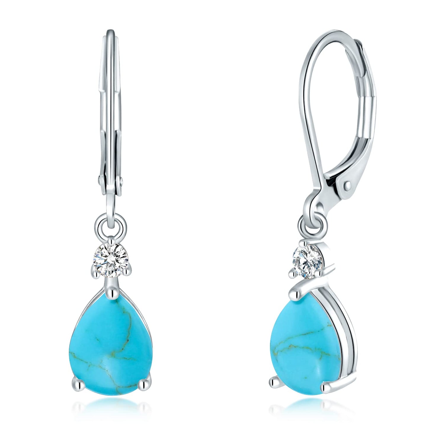 CiNily Teardrop Leverback Dangle Earrings for Women Hypoallergenic 14K Gold Plated Turquoise Drop Earrings Fashion Crystal Earrings for Jewelry