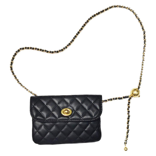 Larswon Chain Belt Bag for Women, Synthetic Leather Belt Purse Chain Purse Mini Goth Fanny Pack Fashion Waist Packs Detachable Small