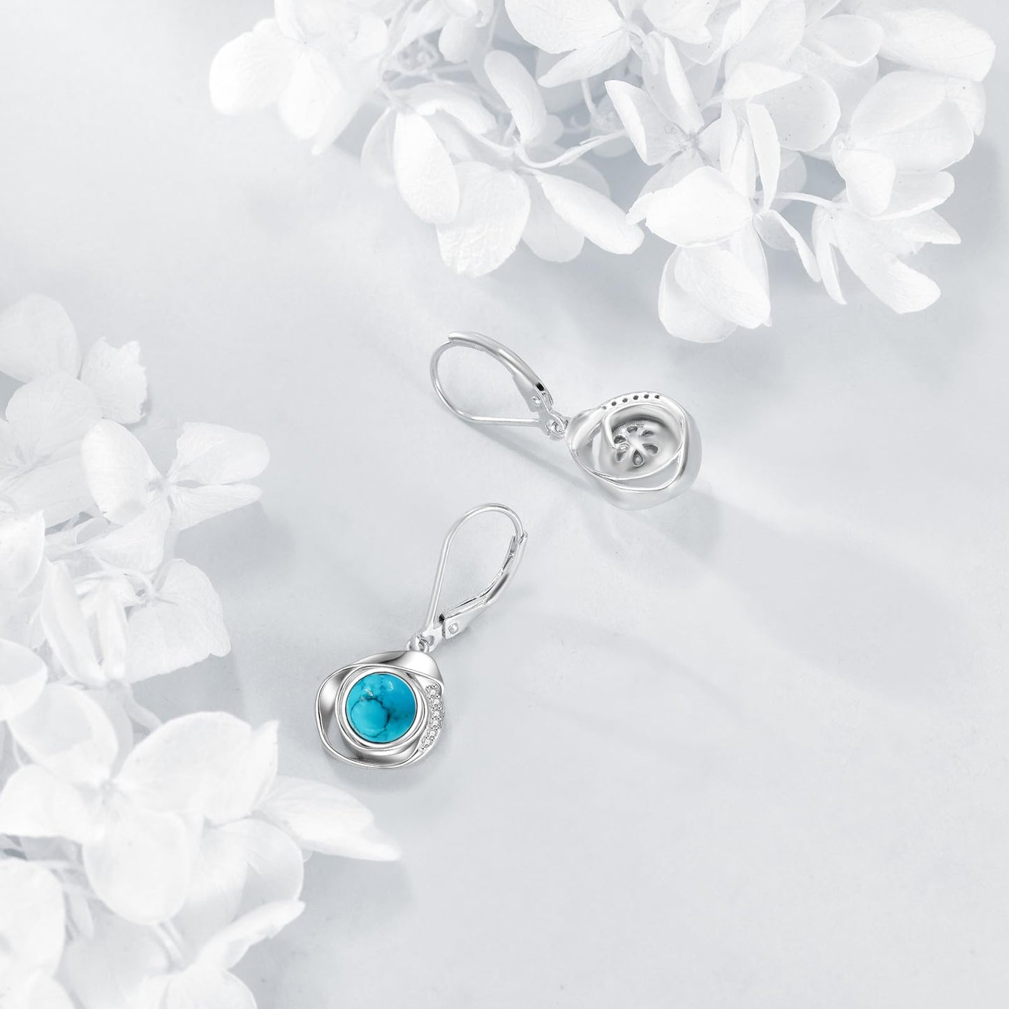 925 Sterling Silver Turquoise Leverback Earrings Dangle Drop Jewelry Gifts for Women (Turquoise)
