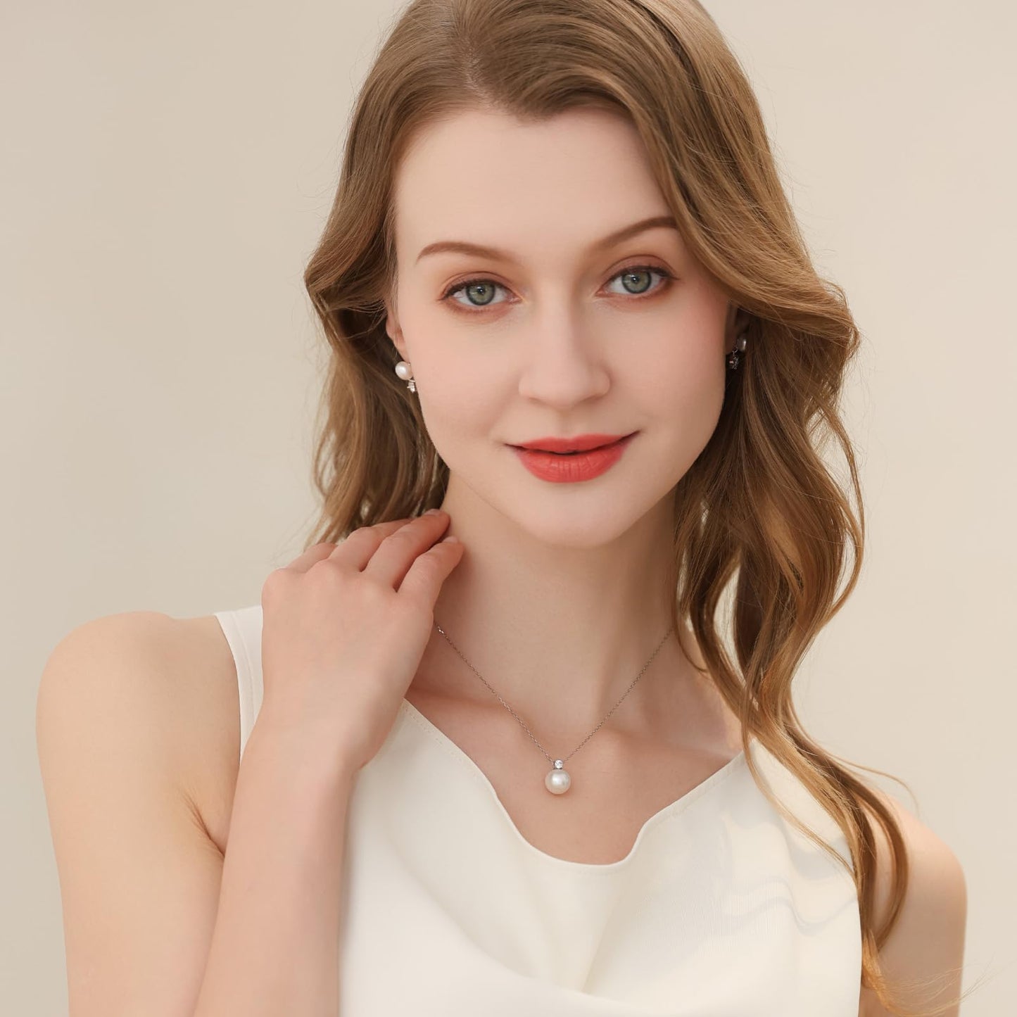 Orapearl Freshwater Pearl Pendant Necklace AAAA 10-11mm Elegant Jewelry Gift for Wife Mom Girlfriend Her Women with 925 Sterling Silver Chain June Birthstone for Anniversary Birthday Wedding