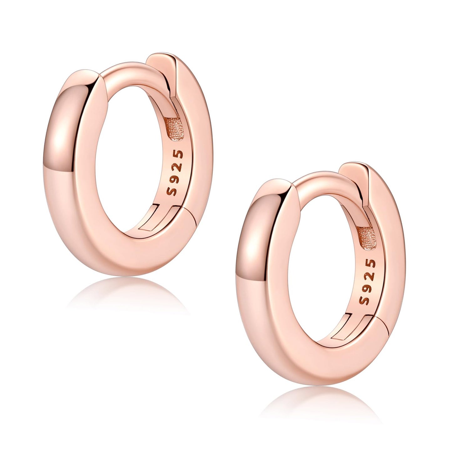 FaithHeart 925 Sterling Silver Huggie Hoop Earrings, Small Silver Hoop Earring for Women, Rose Gold Hypoallergenic Cartilage Earrings for Women 6mm