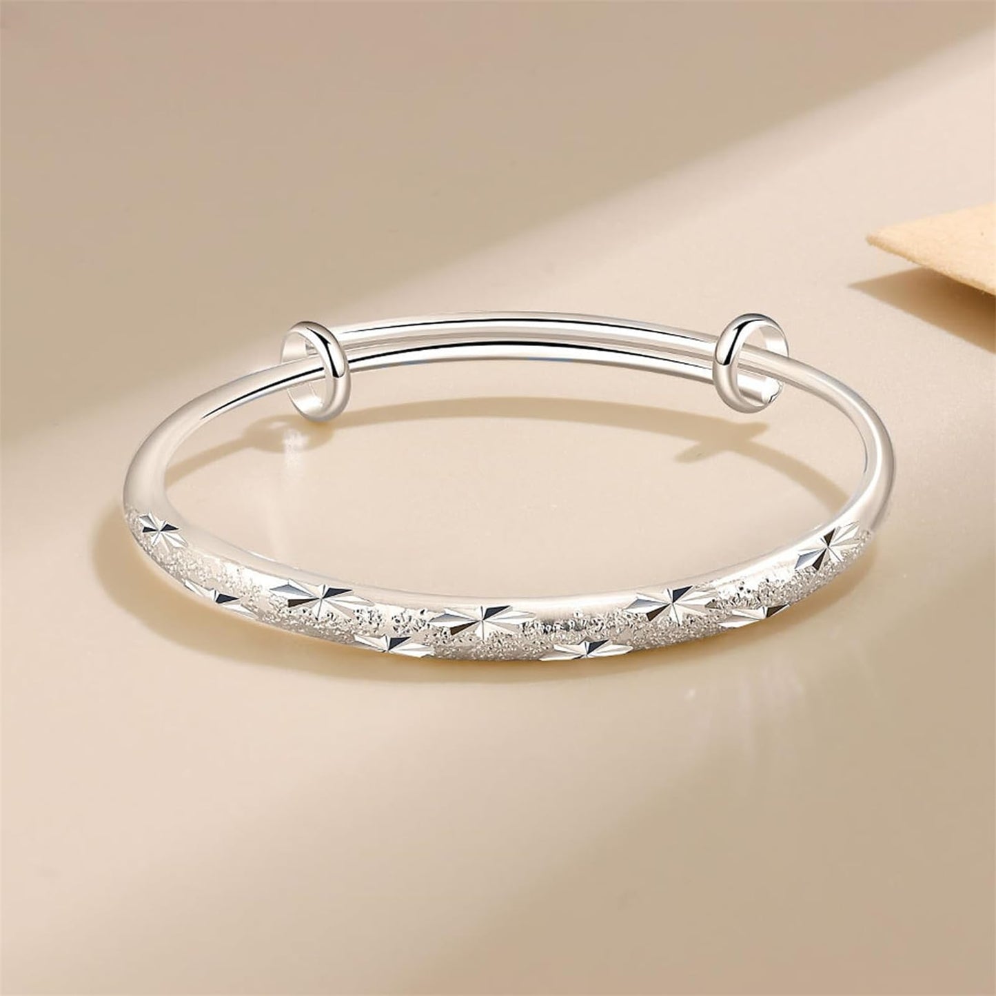 LJCFSDL Bangle Bracelet for Women, 925 Sterling Silver Cuff Bracelet Women's Fashion Simple Adjustable Elegant Jewelry for Mom Valentine Wife Mother Day Gift