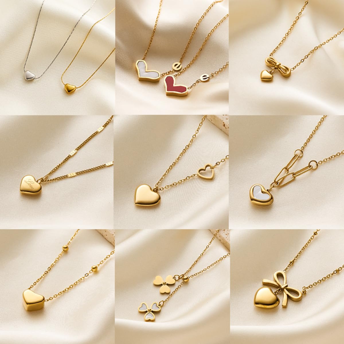 18k Gold Plated Heart Necklace for Women, Adjustable 18-20 Inch Love Heart Pendant Choker, Elegant Gift for Valentine's Day, Anniversary, Birthday for Her, Girlfriend, Wife (Asymmetrical Contemporary)