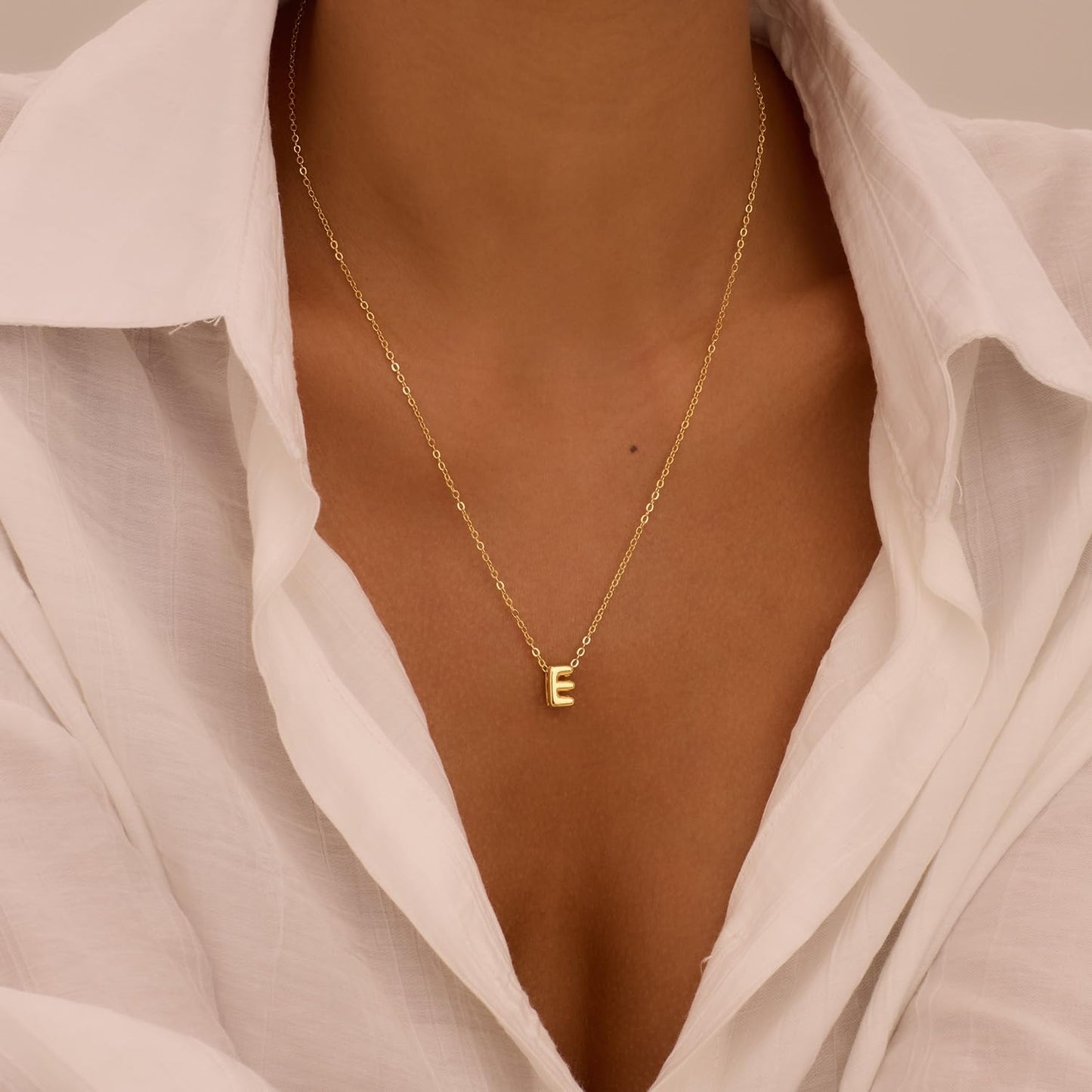 CUEZIY 14K Gold Plated Bubble Letter Necklace Initial Necklaces for Women Dainty Personalized Charm Pendant Name Necklace Cute Non Tarnish Fashion Accessories Teen Gift Trendy Stuff Jewelry Gifts
