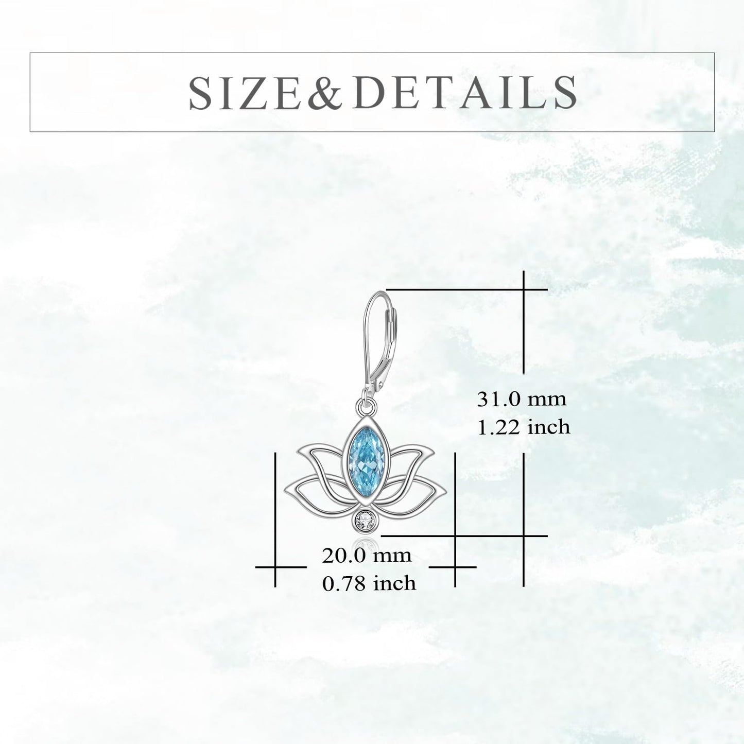 YFN Lotus Flower Earrings Sterling Silver Birthstone Lotus Leverback Dangle Drop Earrings Jewelry Gifts for Women (C. Mar)
