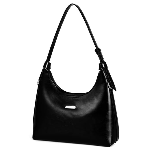 FGZ Womens Hobo Bag,Soft Vegan Leather Shoulder Bag Purse with Matching Pouch Ideal for Work,Shopping,Daily Use（Black）