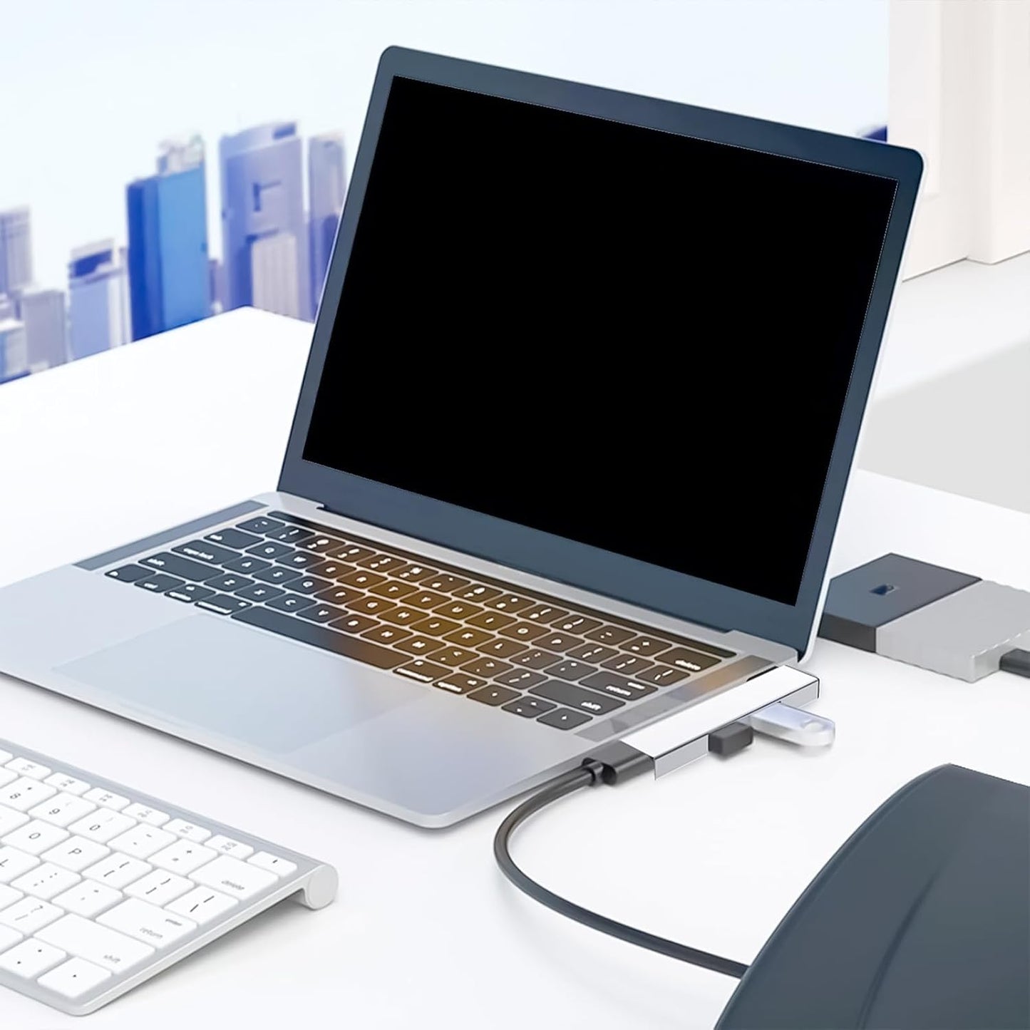 SHYYOULQE 90 4 2 USB2.0, 1 USB3.0 Degree Portable USB C Hubs Port Expansion, Fast Data Hubs with for PC Laptop C