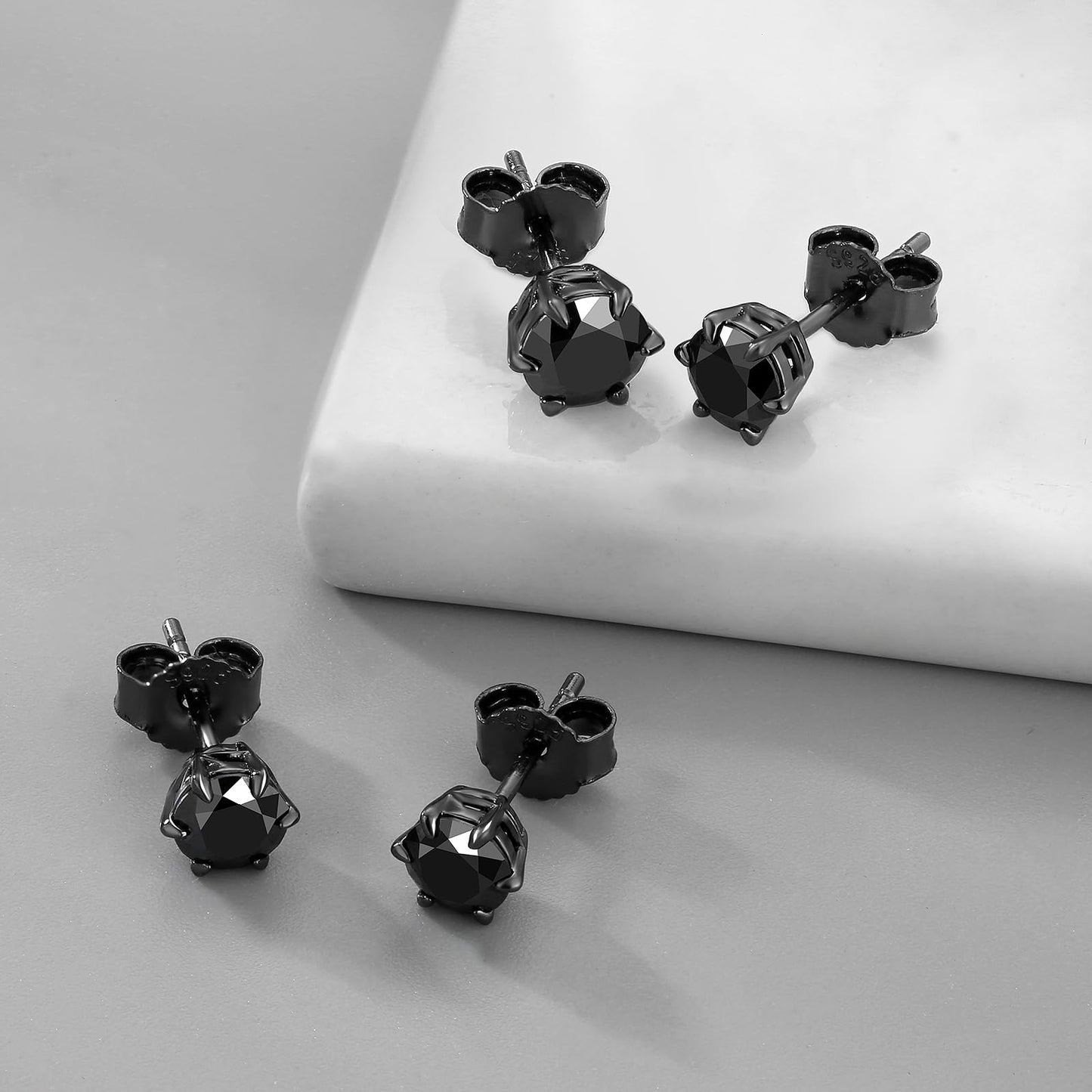 KRKC Moissanite Earrings for Men Women, Black Diamond Earrings for Men, D Color VVS1, 925 Sterling Silver Solitaire Stud Earrings, Black Tone Plated Earrings for Men, Valentine's Day Gifts, 1.6CT