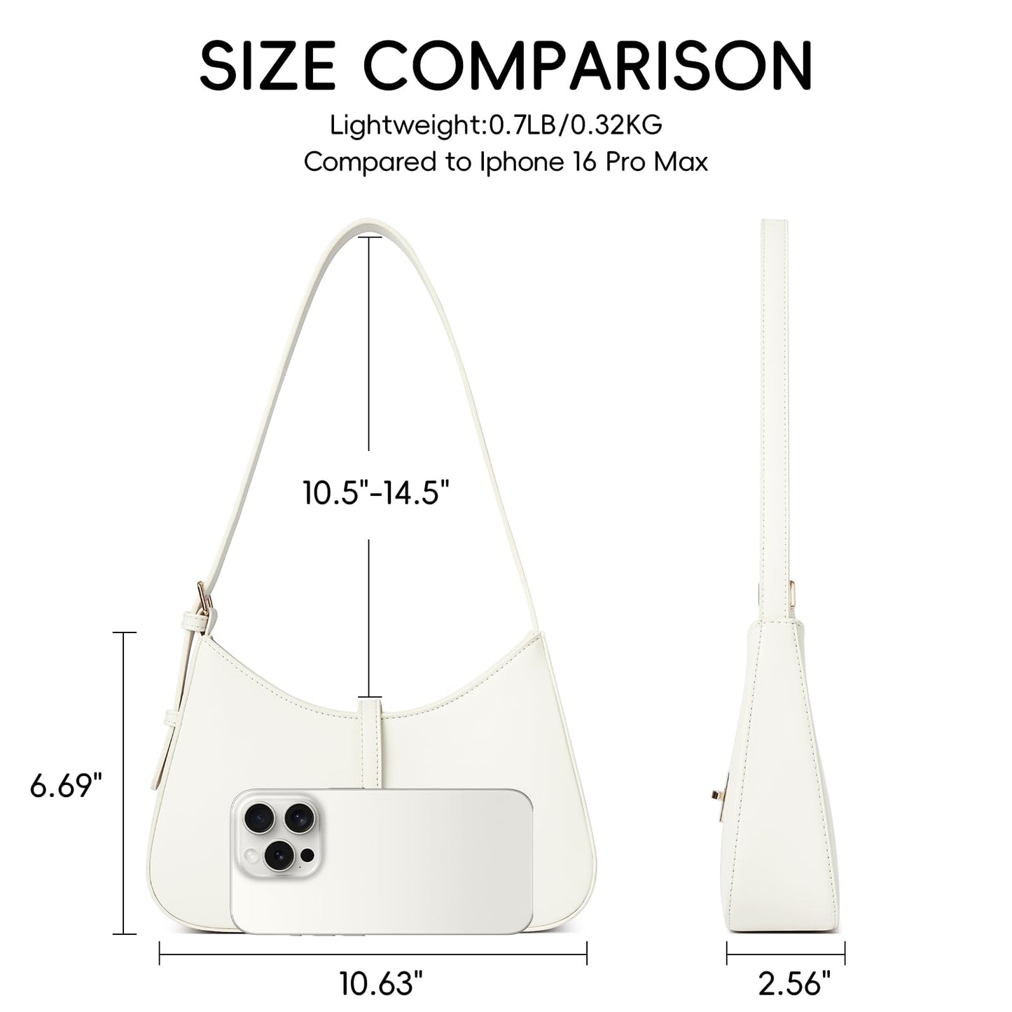 CLUCI Shoulder Bag for Women, Purses for Women, Handbag Hobo Bags Vegan Leather Crossbody Purse with Adjustable Strap White