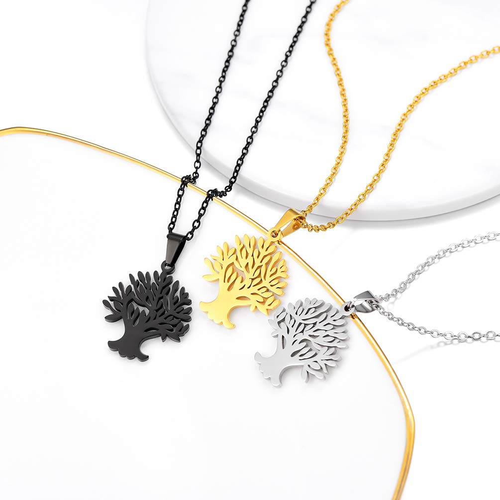 PROSTEEL Tree of Life Necklace Stainless Steel Women Family Jewelry Minimalist Pendant