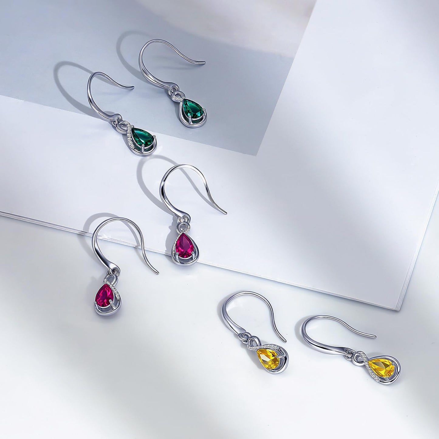Infinity Birthstone Earrings 18K White Gold Plated 925 Sterling Silver Teardrop Infinity Drop Dangle Earrings November Birthstone Jewelry Birthday Gifts for Women Her Mother Wife