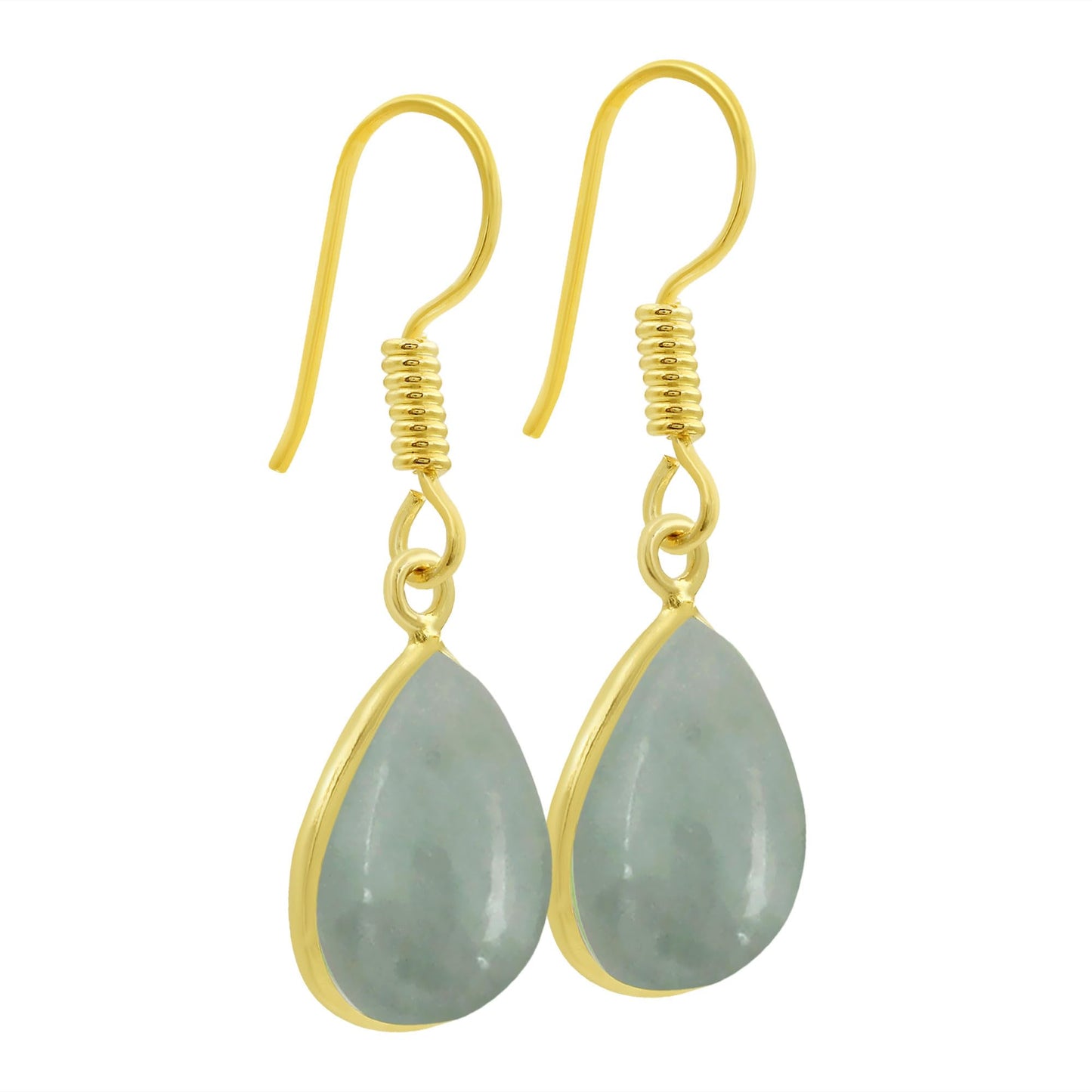 Natural Aquamarine 14K Yellow Gold Plated Dangle Earrings for Women - March Birthstone Green Gemstone Handmade Earrings Jewelry Mother's Day Gift for Mom Wife Sister