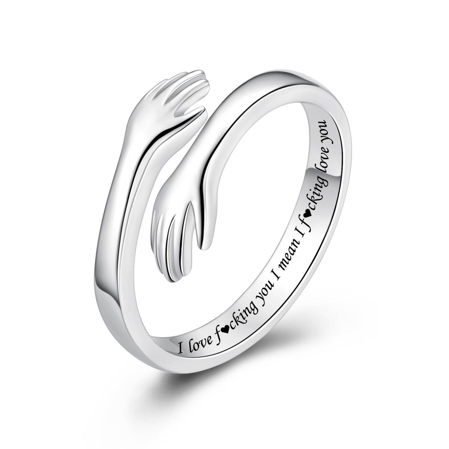 ACJFA Hug Rings for Women Sterling Silver Adjustable Ring Thumb Ring Birthday Mother Gifts Jewelry(I love * you I mean * love you)