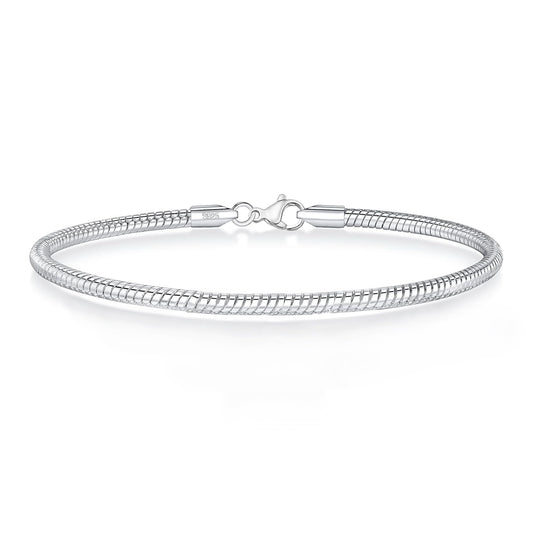XSILA Charm Bracelet for Women 925 Sterling Silver Charm Snake Chain Bracelets Jewelry (Silver 7.5 inch)