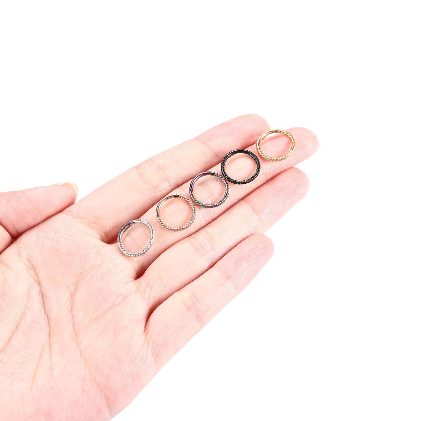 GAGABODY Septum Jewelry: Seamless Septum Clicker Nose Rings - 18 Gauge Hoop, 8mm, Silver Surgical Steel