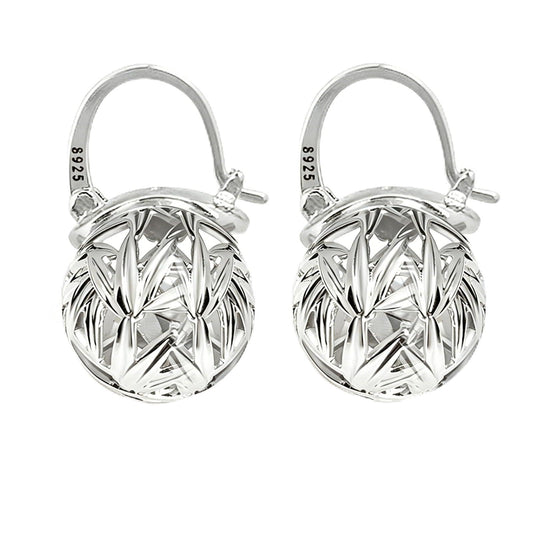 OwMell Elegant 925 Sterling Silver Pearl Drop Earrings Dangle Stud Silver Plated Earrings for Women Large Size 12mm -Leaf Silver