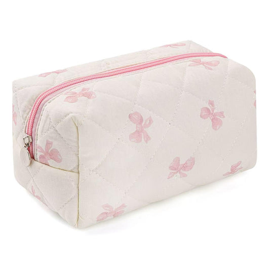 MZLUWM Floral Makeup Bag,Floral Quilted Make Up Bag,Large Cosmetic Bag,Fashionable Travel Makeup Pouch, Cute Portable Storage Bag,Puffy Coquette Makeup Bag, Attractive Quilted Pouch