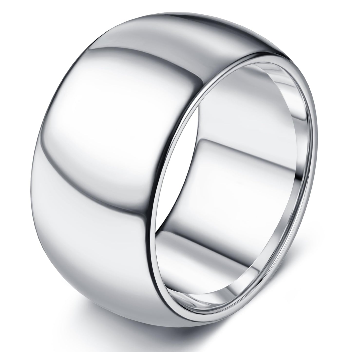 Florideco 12mm Stainless Steel Ring Wedding Bands for Women Mens Ring Wedding Band Plain Dome High Polished Size 10