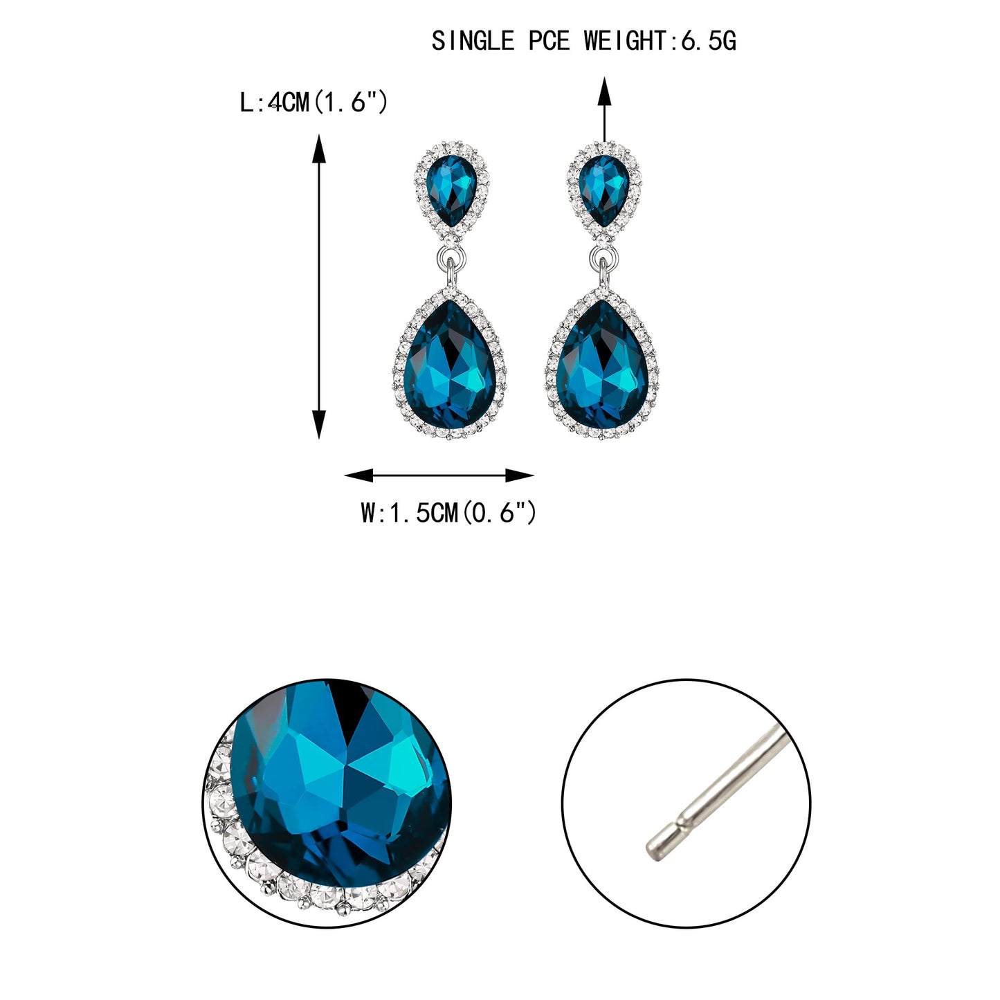 EVER FAITH Women's Austrian Crystal Wedding Tear Drop Dangle Earrings Turquoise Color