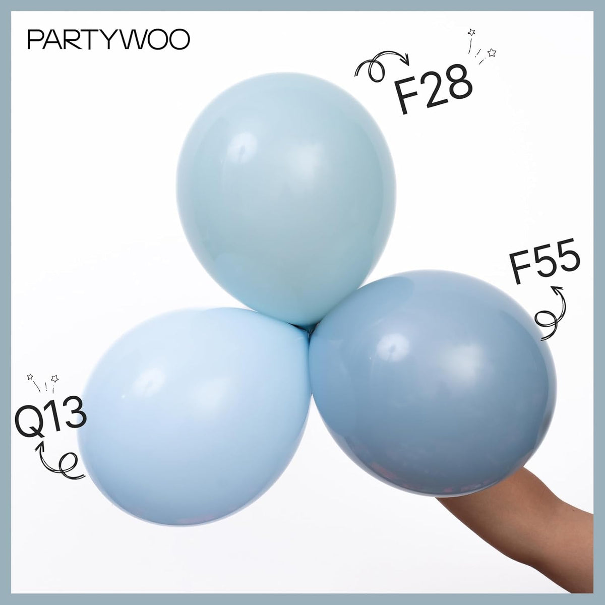 PartyWoo Dusty Blue Balloons - 100pcs 12 Inch Light Blue Aqua Latex Helium Balloons for Events