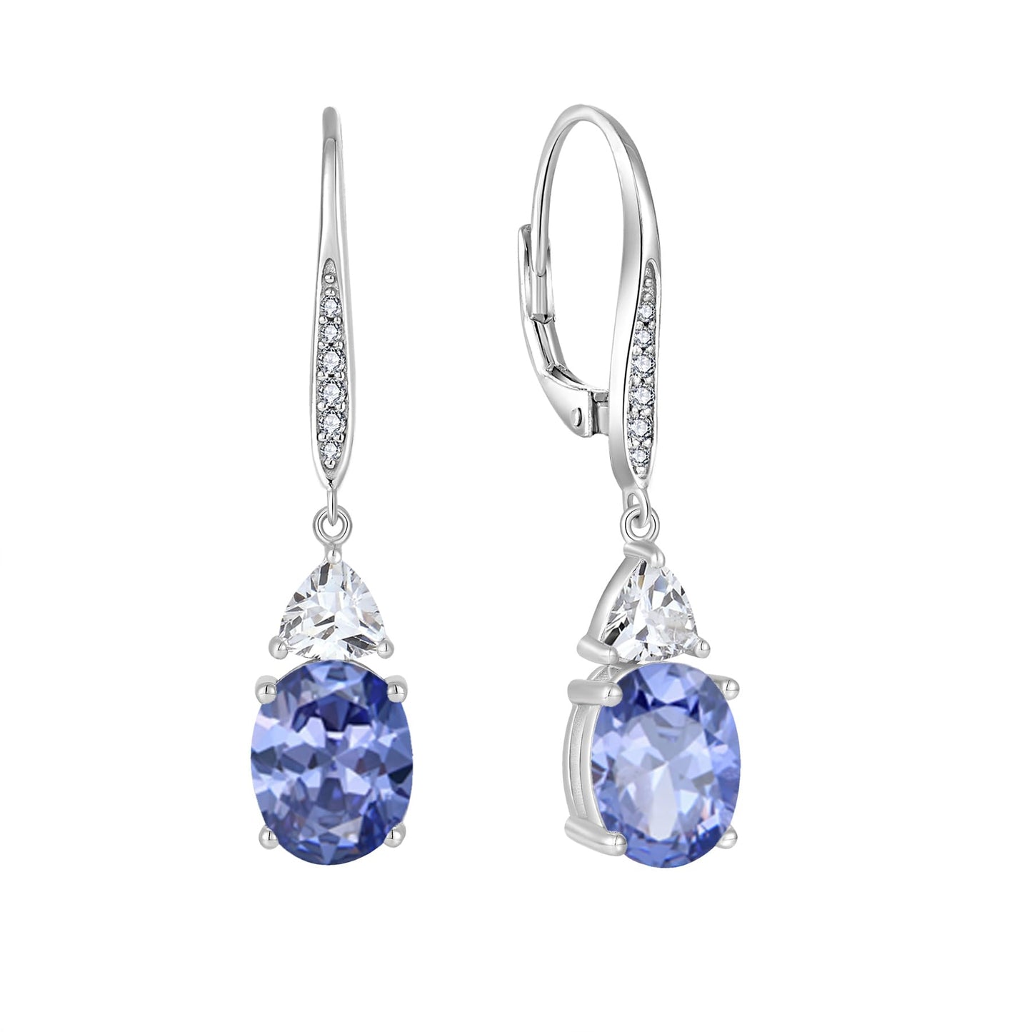 Rocayi Oval Tanzanite Earrings for Women 925 Sterling Silver Dangle Drop Leverback Earrings December Birthstone Jewelry for Her