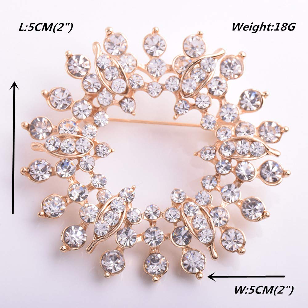 GYAYU Wreath Brooch Pins for Women，Gold Tone Austria Rhinestone Crystal Brooch Pins Jewelry(Wreath)