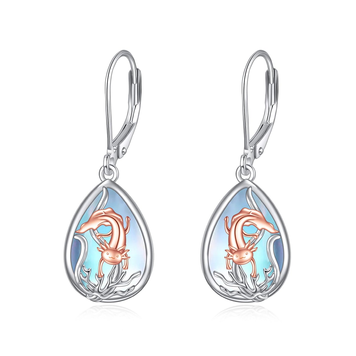 YFN Axolotl Earrings for Women Axolotl Drop Earrings Sterling Silver Mexican Salamander Earring Cute Animal Jewelry Charm
