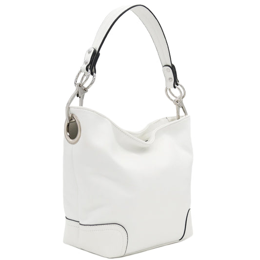 Hobo Shoulder Bag with Big Snap Hook Hardware (White)
