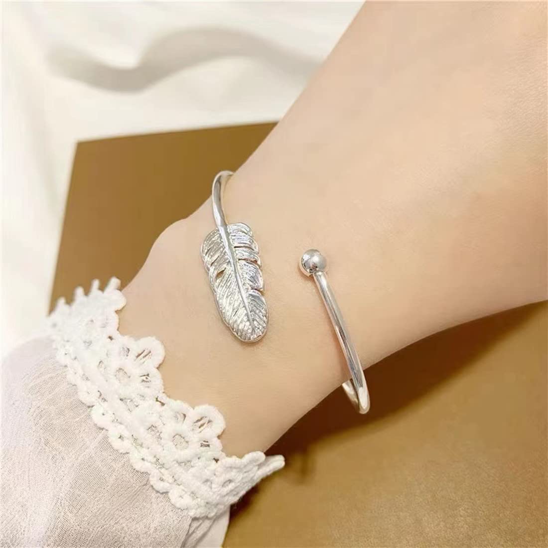 Sterling Silver Bangle Bracelets for Women,Fashion Jewelry Simple Adjustable 925 Silver Cuff Bangles for Women Mom Wife Valentine Mothers Day Gift (Silver-5)