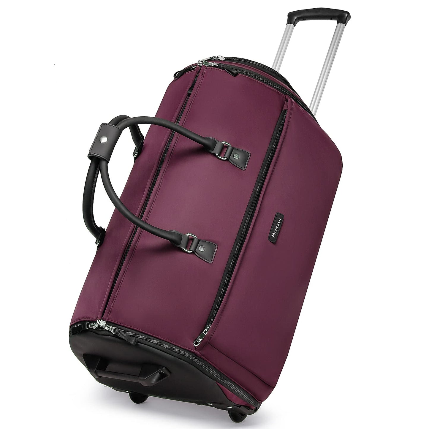Modoker Rolling Garment Bags, Large Garment Duffle Bag with Wheels, 3 in 1 Garment Suit Luggage Bag for Women Men Business Travel Weekender, Red
