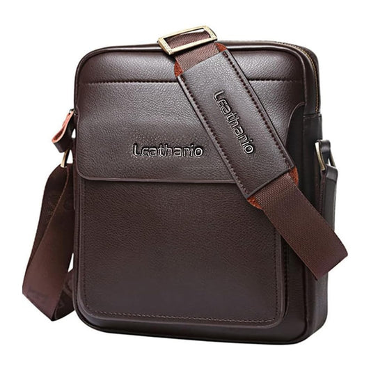 Leathario Crossbody Bag For Men Vegan Leather Shoulder Messenger Purse Sling Satchel Bag For Work Business Travel
