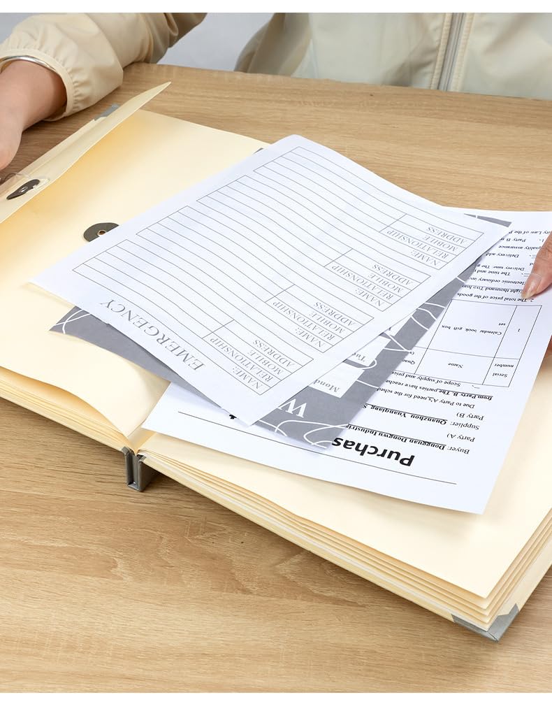 The Life Book Document Organizer - Binder for Important Documents, Document Organizer Foliofor Bills Checks Birth Certificates etc (Khaki)