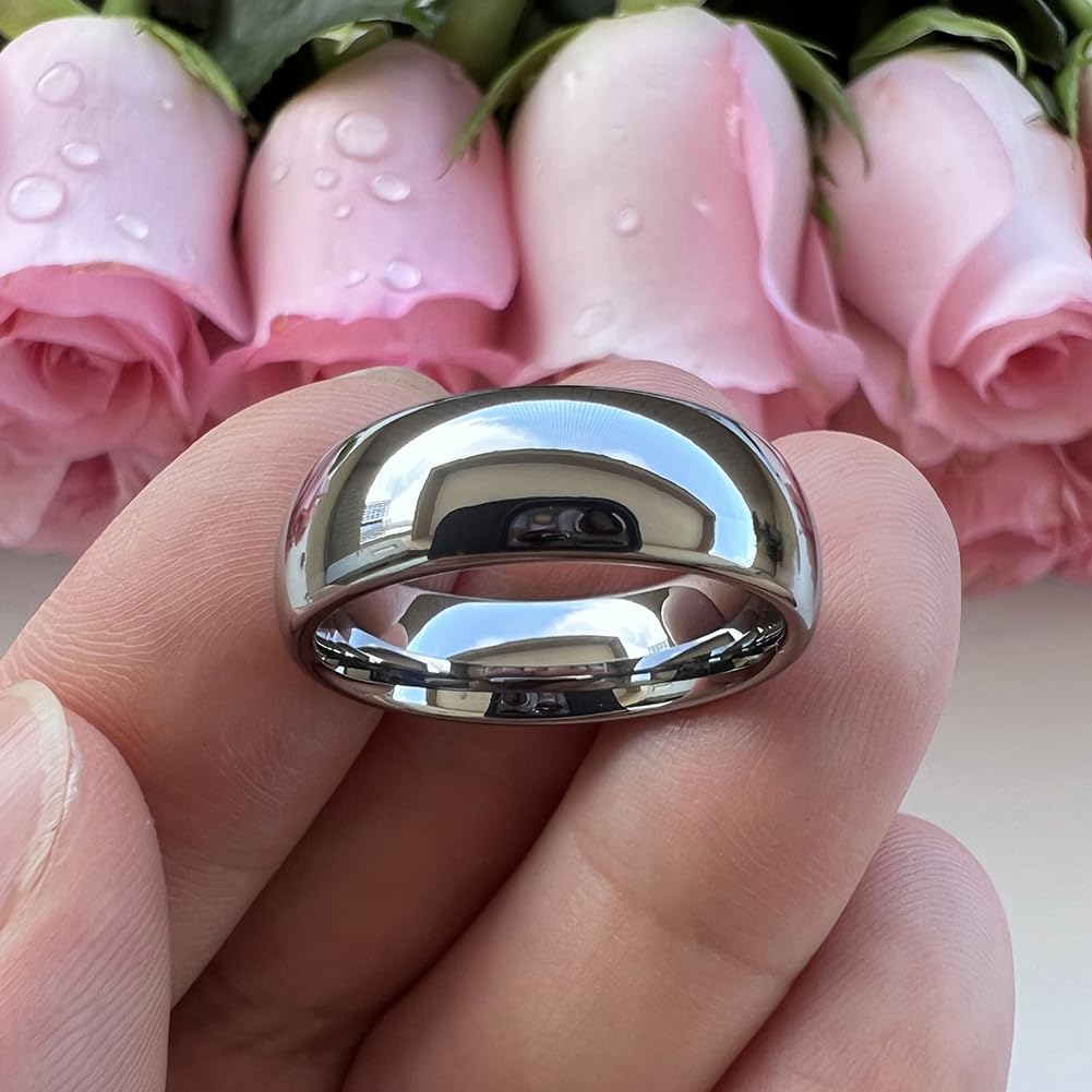TUTISS 7mm Tungsten Carbide Rings for Men Women Engagement Wedding Bands Domed Polished Shiny Comfort Fit Size 9