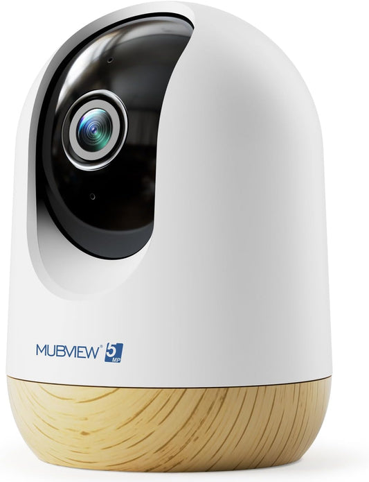 MUBVIEW 5MP 5/2.4G Plug-in Indoor Security Camera no Subscription, WiFi Pet Cam Indoor with Phone App, Dog Camera
