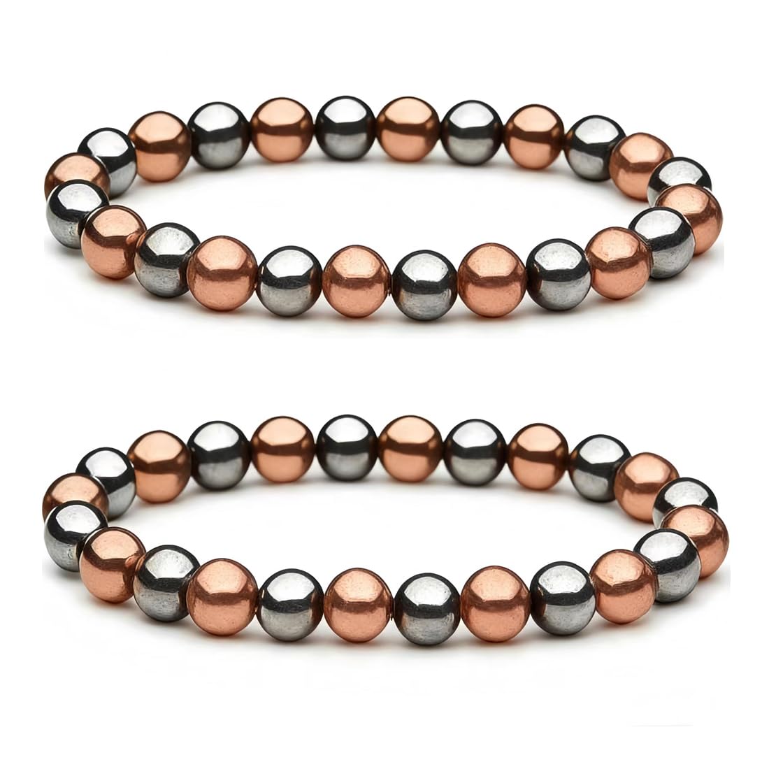 Woman Copper Bracelets Hematite Magnet Bracelet for Woman Man, Womens Copper Bracelets for Pain Relief, Valentine's Day Aniversary Gift Health Gift for Family Pulsera Magnetica Hombre For Mom, 2 Pack