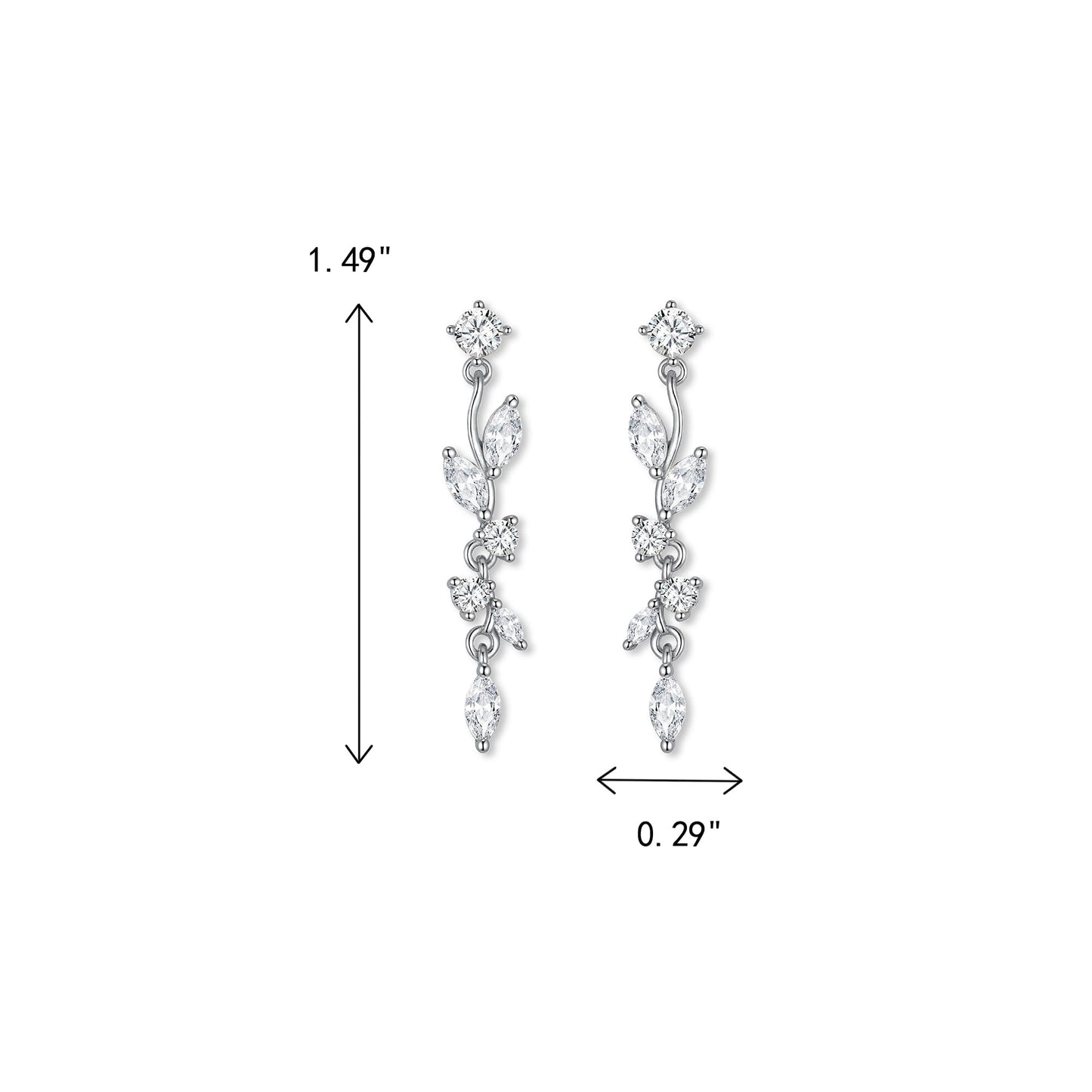 FANZE Marquise Cubic Zirconia Wedding Earrings for Women Brides Bridesmaids, Crystal Dangle Drop Gold and Silver Earrings for Women Jewelry Gifts