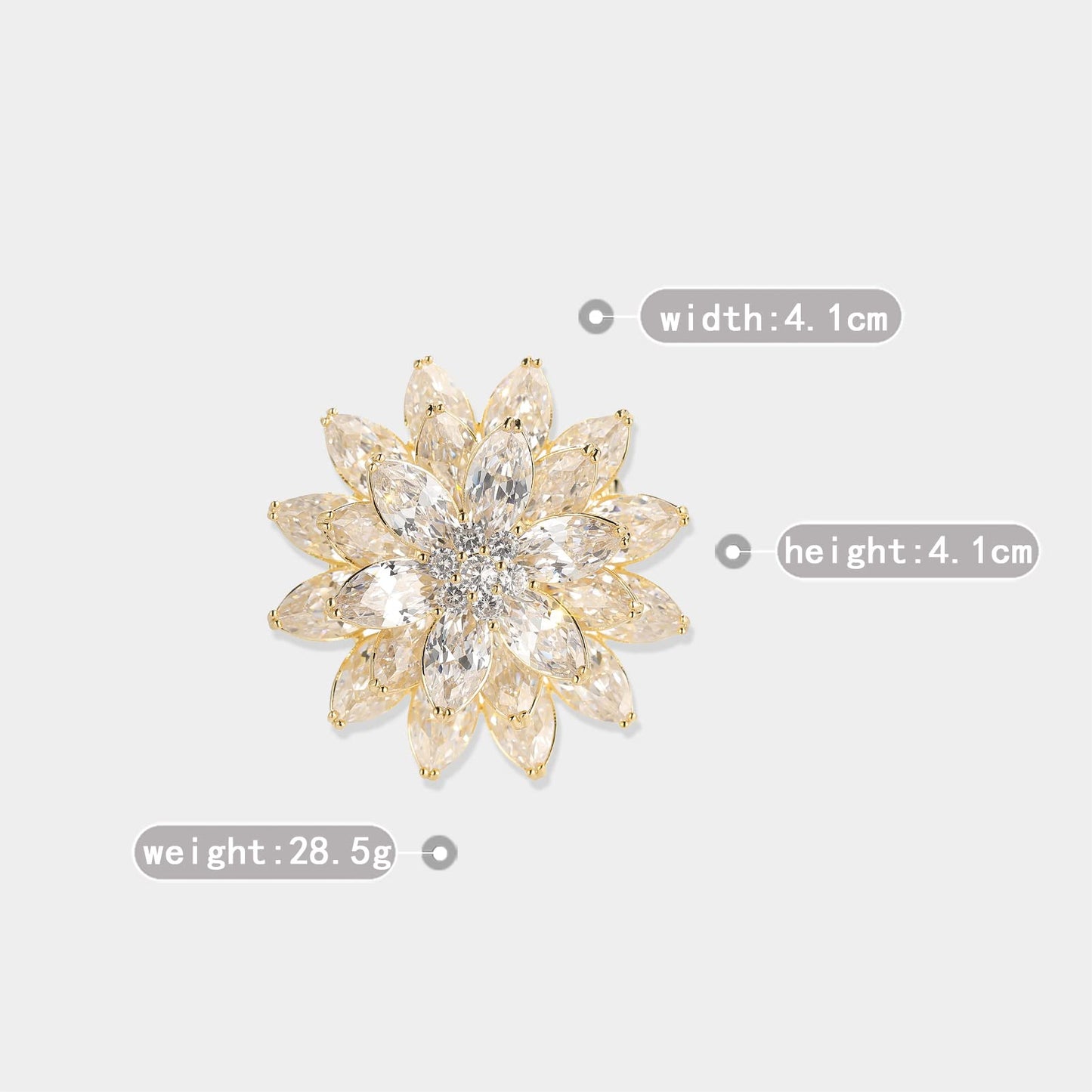 AILONMEI Gold Broach Christmas Pins And Brooches For Women Fashion Large Elegant Flower Designer Brooch Pin (Shiny Snowflake)