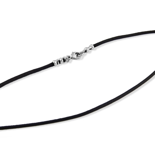 2mm Black Leather Cord Necklace with Sterling Silver Lobster Clasp 12" - 30" (22)