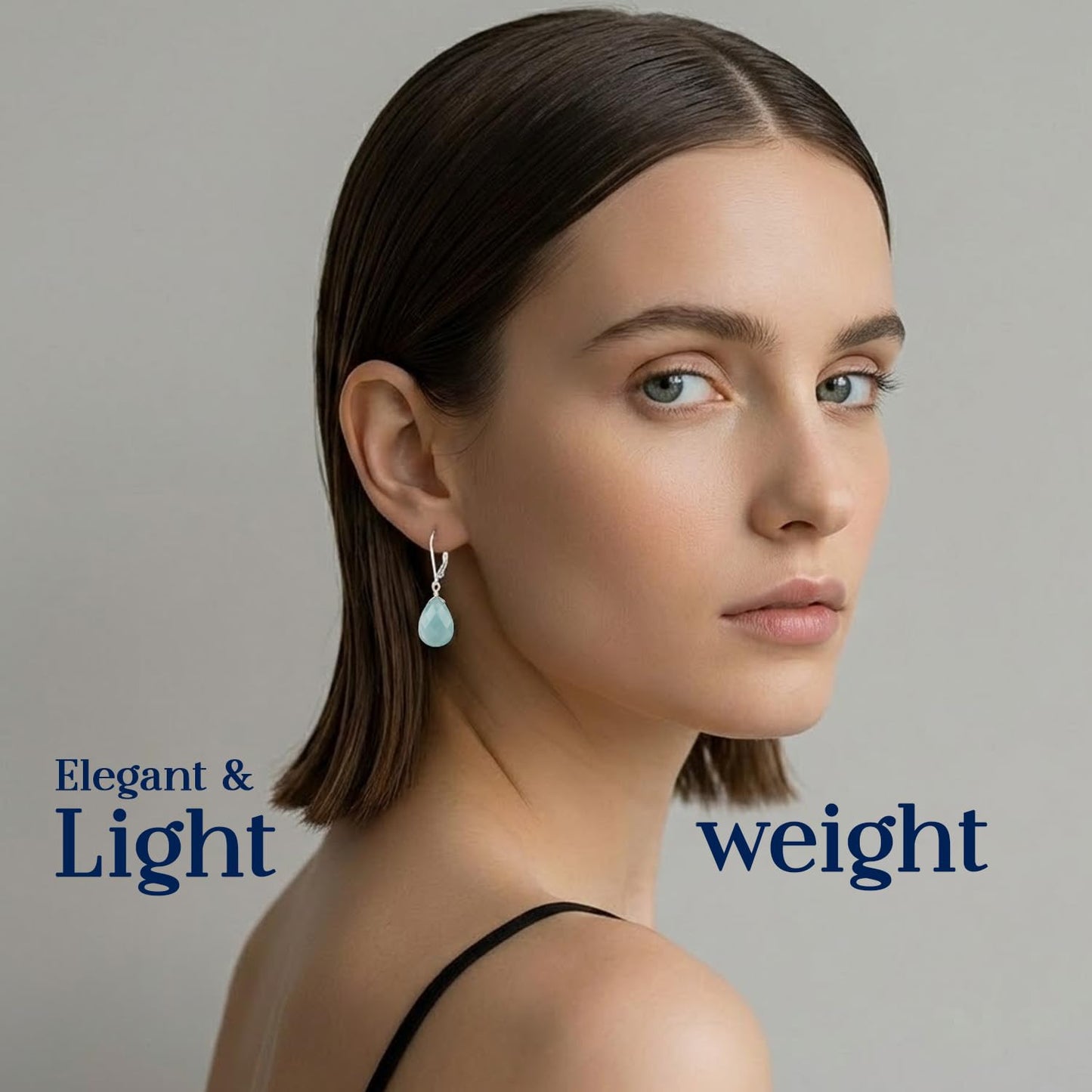GemInspire Natural Milky Aquamarine Teardrop Dangle Earrings for Women, Leverback Pear Shaped Gemstone, 925 Sterling Silver Leverback, Handmade March Birthstone Jewelry Gift