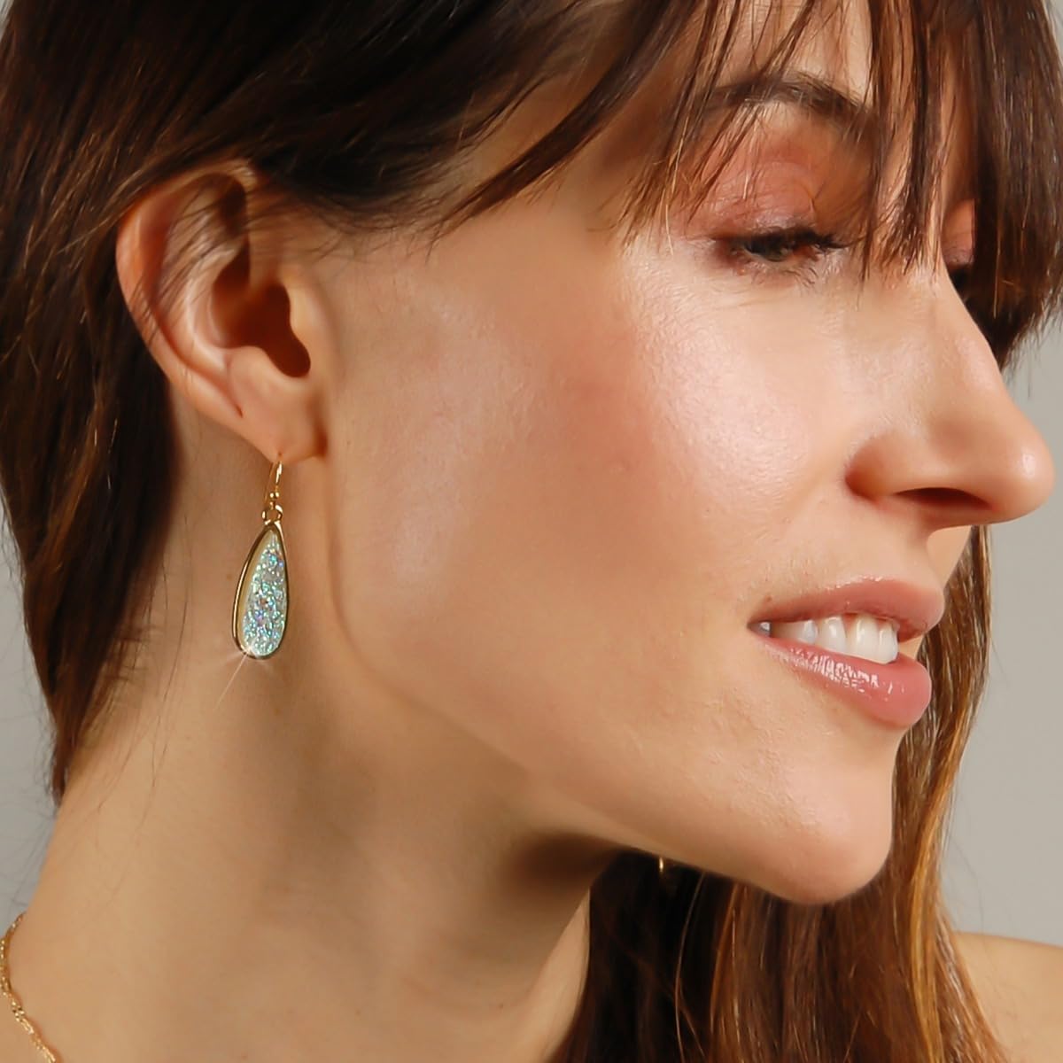 Mint Green Earrings for Women Dangle - Simulated Aqua Teal Simulated Druzy Earrings for Women, Sparkly Dangly Boho Statement Drops, Elegant Hanging Dangling Green Stone, Dainty Long Teardrop Jewelry