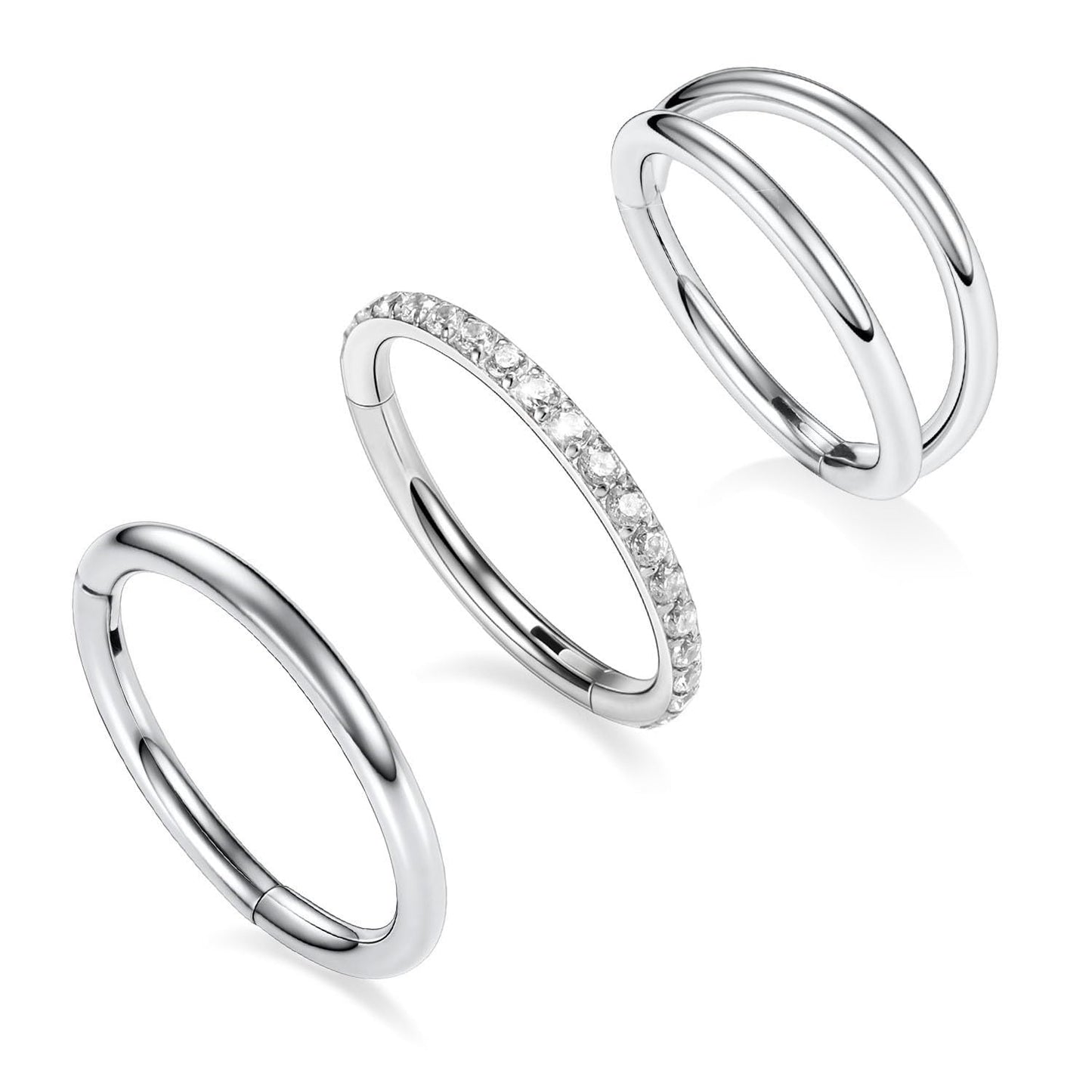 GAGABODY Septum Jewelry Seamless Double Hoop Conch Piercing 20 Gauge Nose Ring 20g Cartilage Earring with CZ Lip Rings 6mm Nose Hoop Surgical Steel Helix Earrings Silver