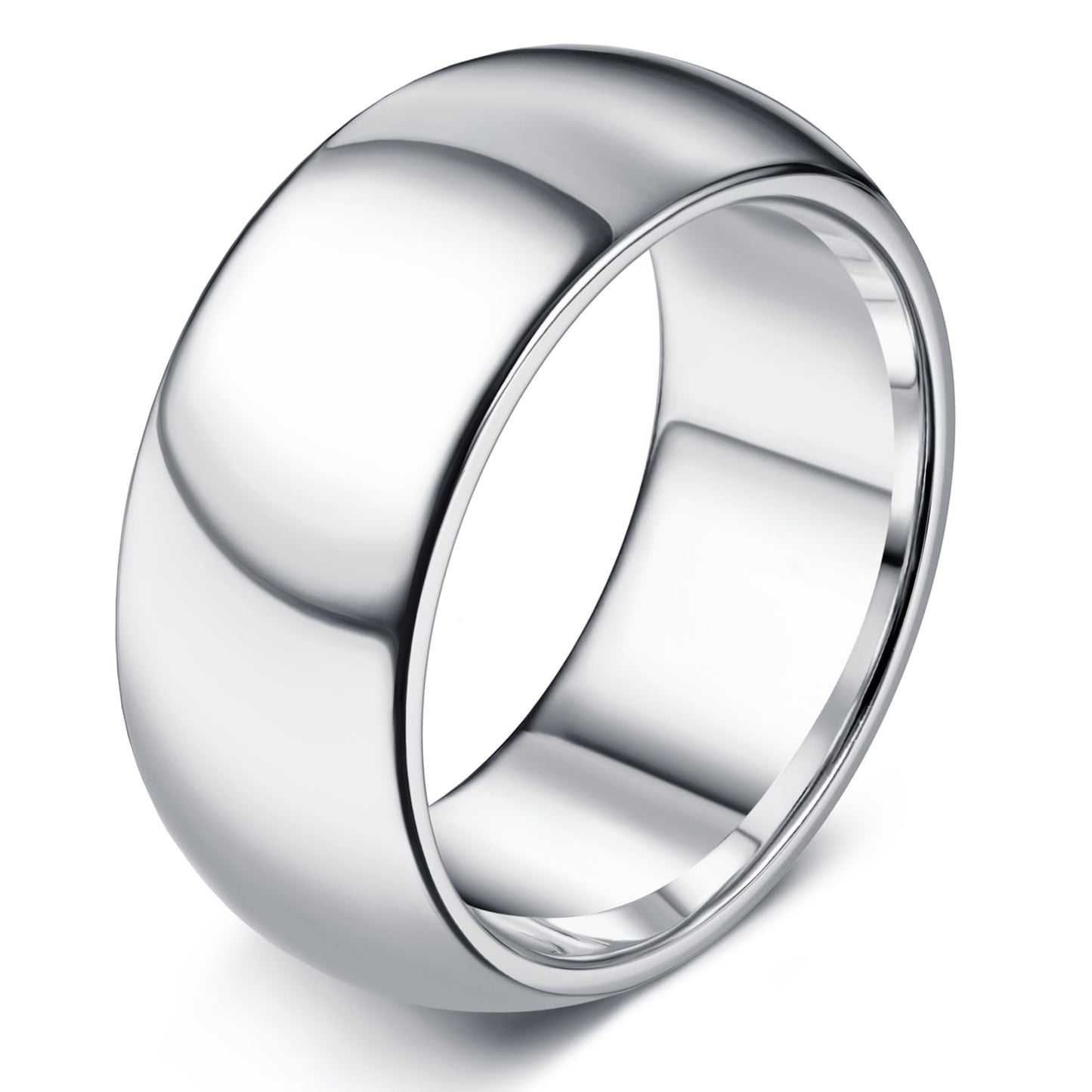 Florideco 10mm Stainless Steel Ring Wedding Bands for Women Mens Ring Wedding Band Plain Dome High Polished Size 8