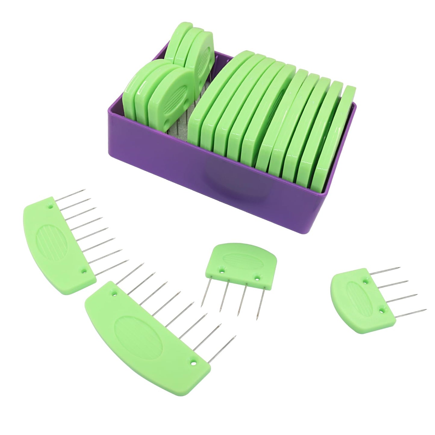 Verkelly 20 Pcs Knit Blocking Pins Combs Set - Knit Blockers Essential Blocking Tools for Knitting, Crochet, Lace, and Needlework Projects(Green)