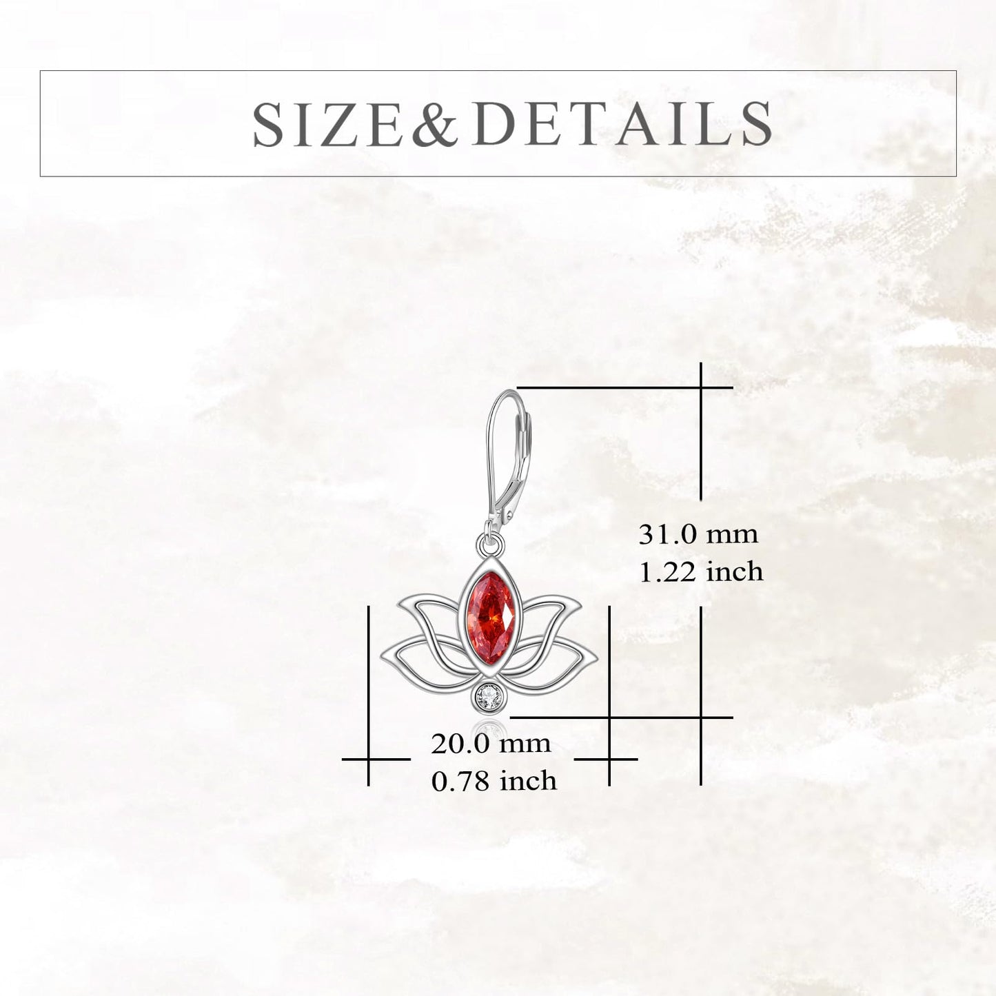 YFN Lotus Flower Earrings Sterling Silver Birthstone Lotus Leverback Dangle Drop Earrings Jewelry Gifts for Women (G. Jul)