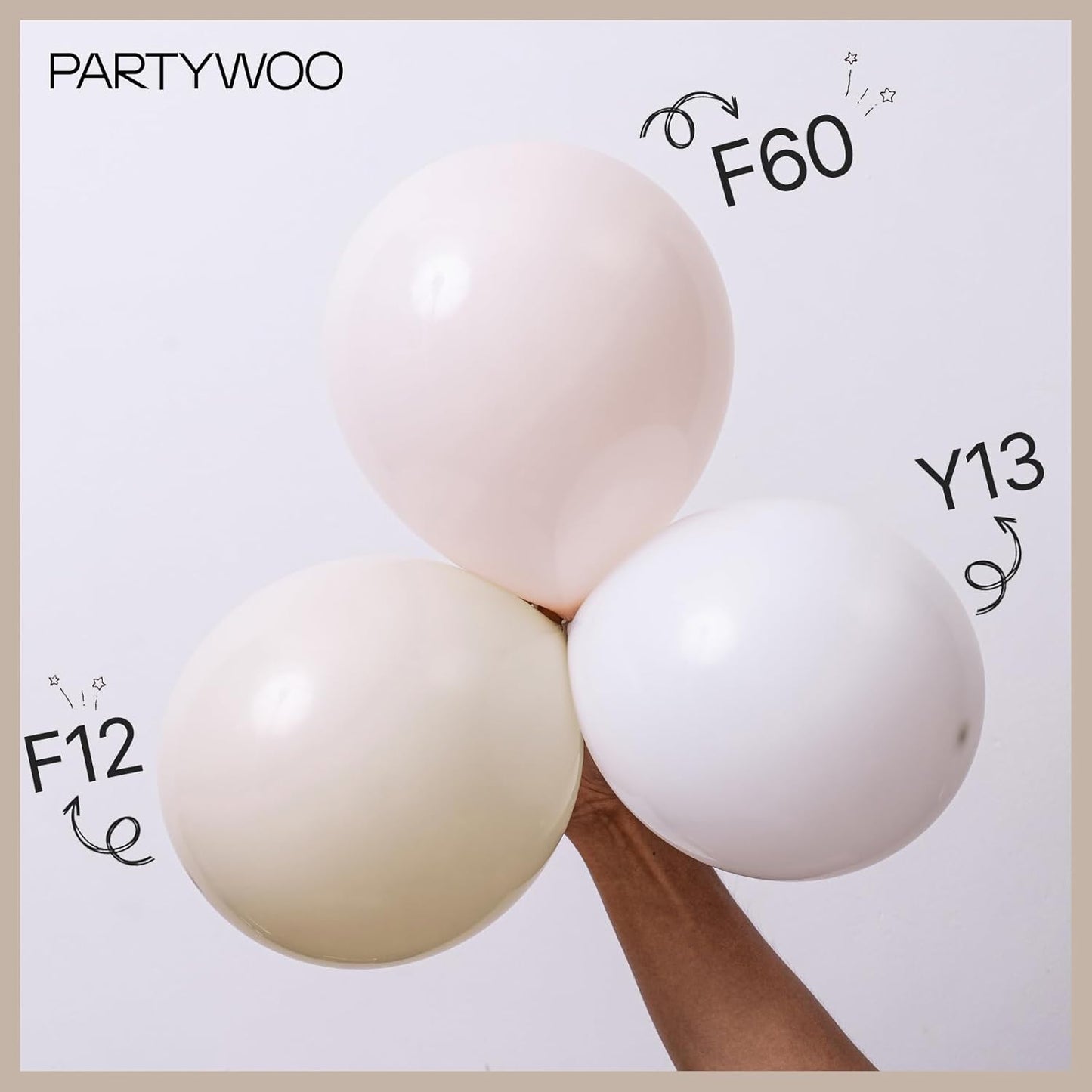 PartyWoo Beige Balloons - 50pcs 12 Inch Neutral Latex for Weddings, Graduations & Baby Showers