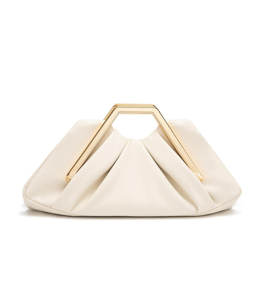 myfriday Women's Elegant Ruched Clutch Purse, Soft Dumpling Evening Purse Handbags for Wedding Prom Party Formal Events (Beige)