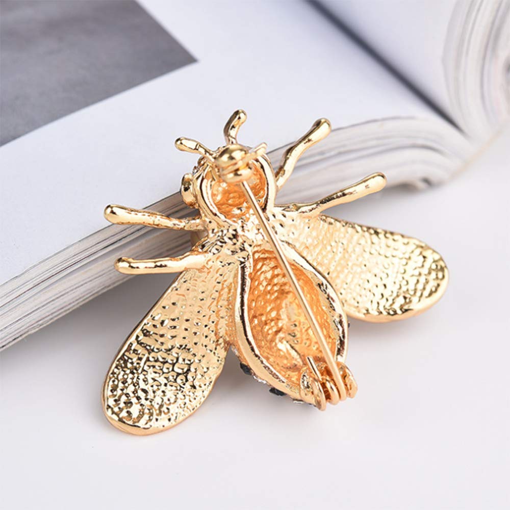 Honey Bee Brooches Crystal Insect Themed Bee Brooch Animal Fashion Shell Pearl Brooch Pin 14K Gold Plated (gold pearl)