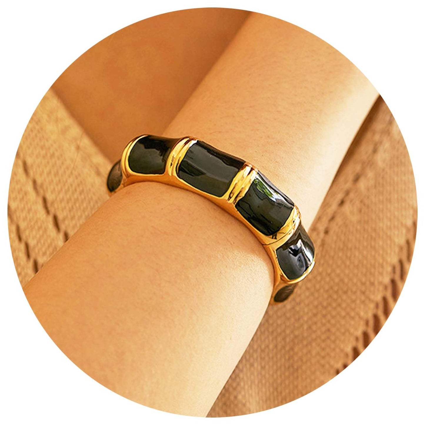 Gold Bangles Bracelets for Women Chunky Bracelet Dainty Elliptical Enamel Bamboo Bangle Bracelet Fashion Cuff Bracelet Jewelry Gift