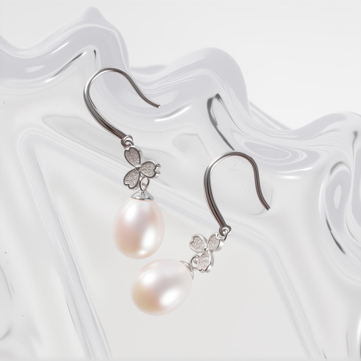 Pearl Drop Earrings for Women, Gold Plated & 925 Sterling Silver, Pink & White Dangle Earrings, Dainty Cute Elegant Bridal Wedding Gift for Her