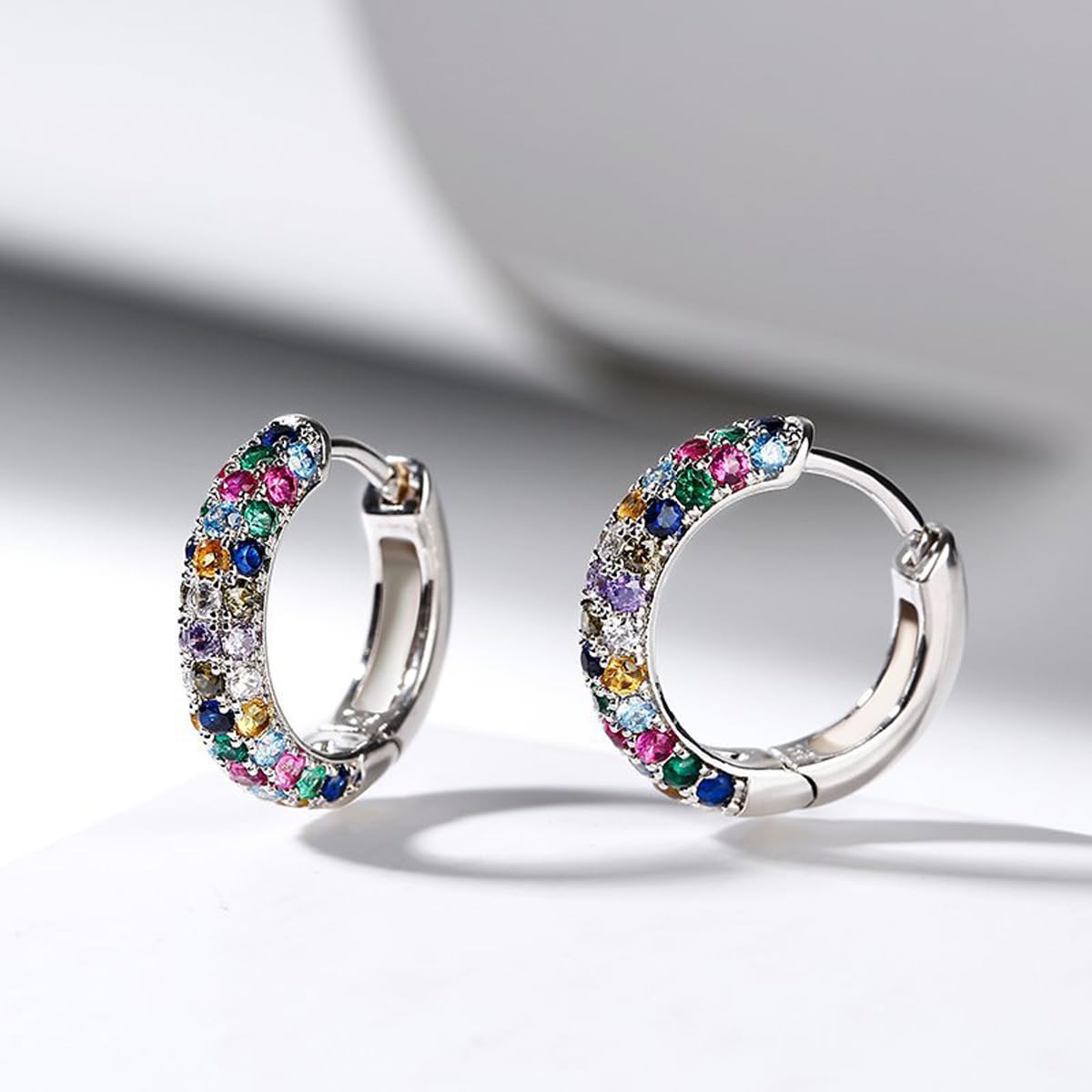 Lymphatic Drainage Earrings For Women, Colorful Crystal Round Hoop Earring Fashion Titanium Ion Lymphvity Germanium Magnetotherapy Loss Slimming Jewelry Gifts (Colorful)